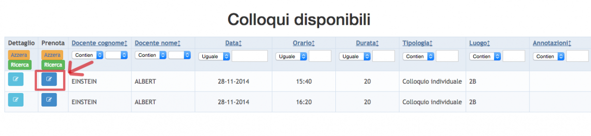 Colloqui disponibili